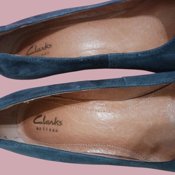 Clarks Artisan Cobalt Blue Suede Pumps With 3-Inch Heel Size 7M - Picture 4 of 16
